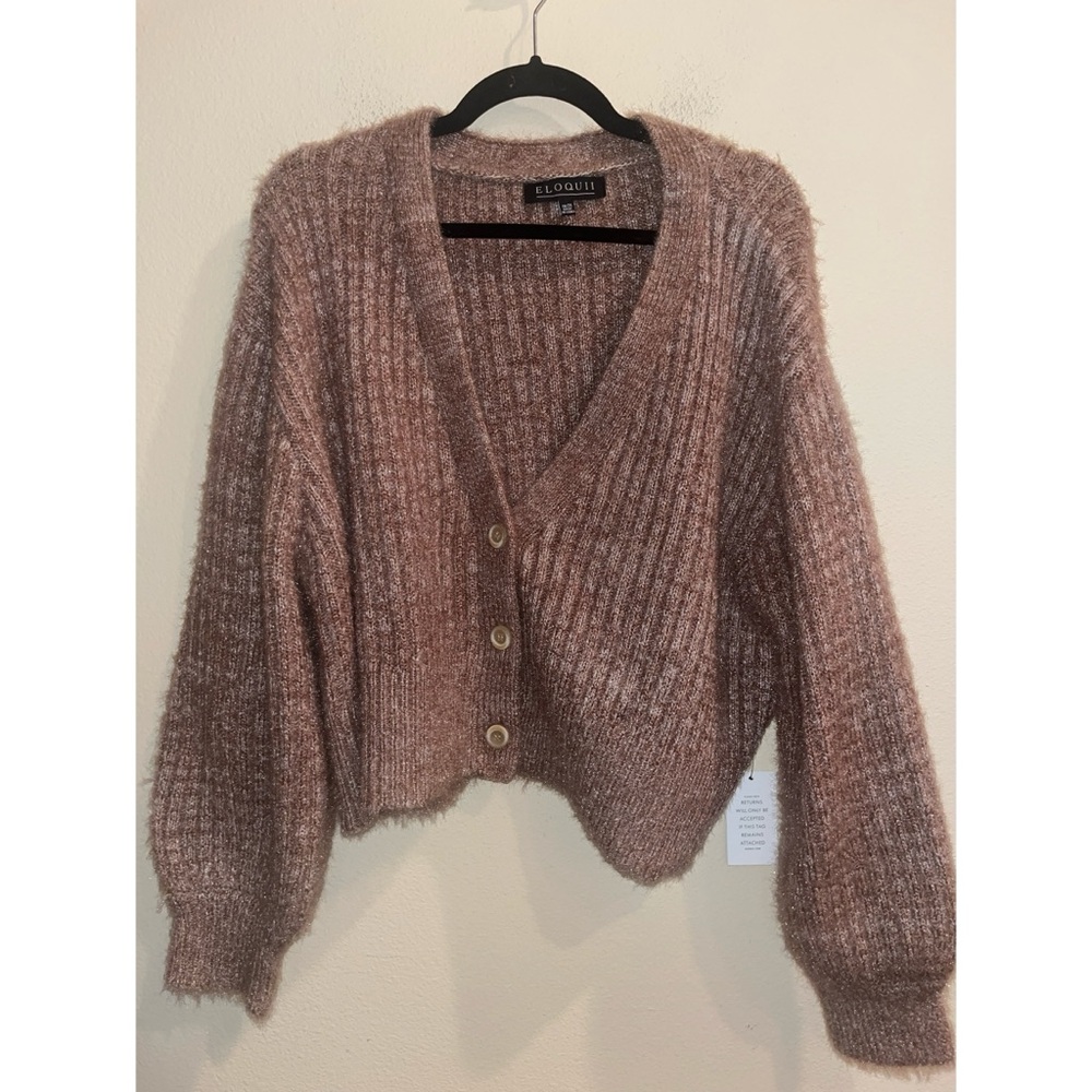 Eloquii Fuzzy V Neck Sweater snd Shorts Set Size‎ 16/18 New with Tags